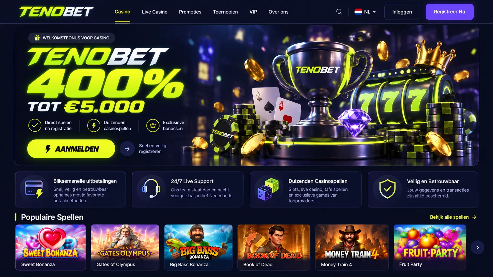TenoBet Online Casino Nederland: Slots, Live Games en Bonus image 1
