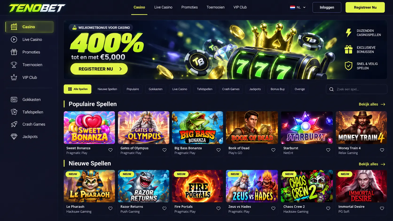 TenoBet Online Casino Nederland: Slots, Live Games en Bonus image 3